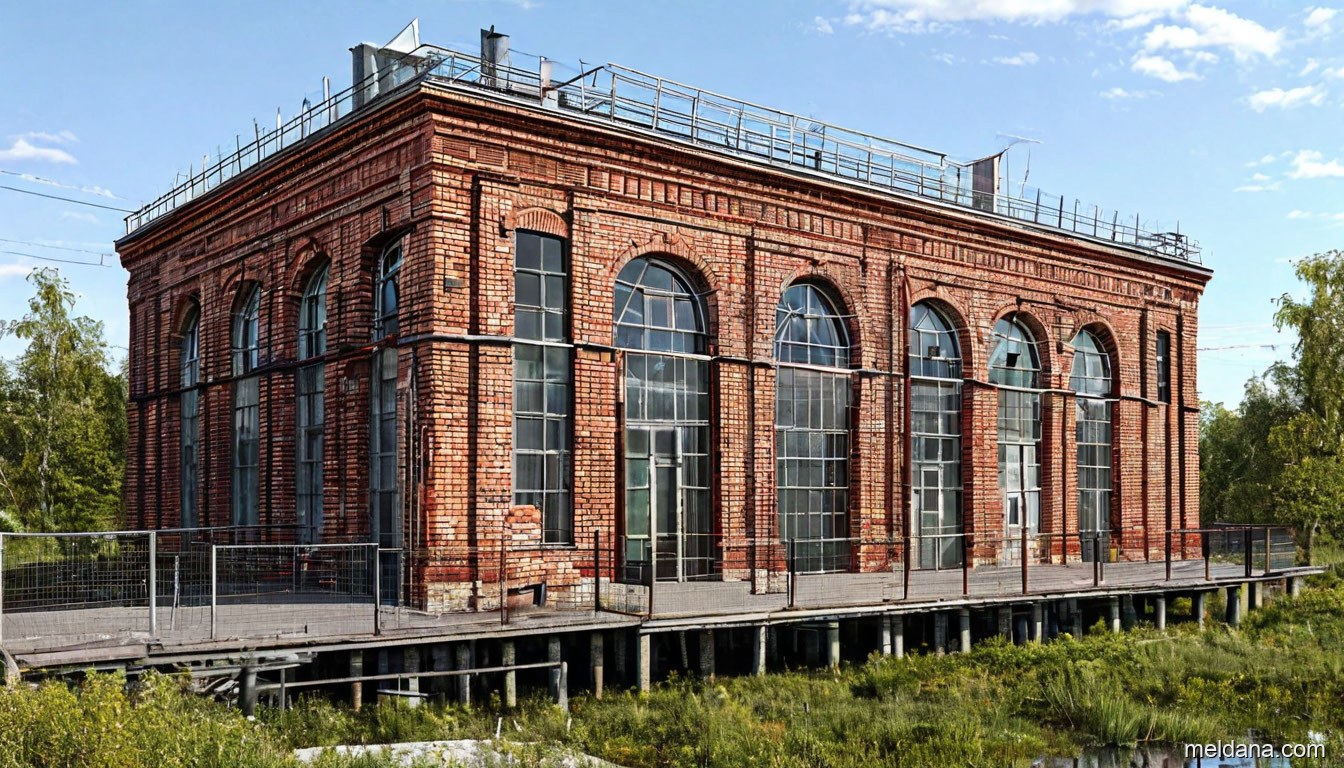 Насосная станция второго подъёма водоканала под защитной сетчатой конструкцией